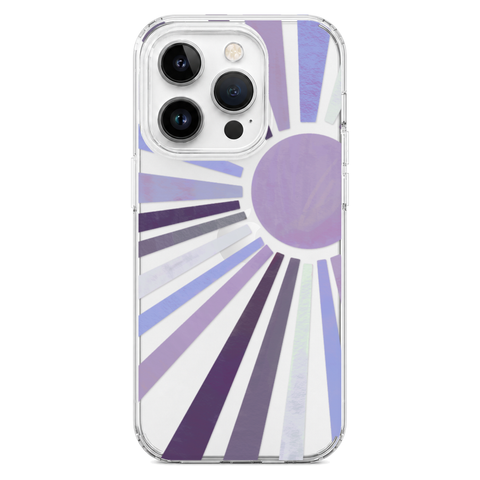 Deep Purple Sun Rays Phone Case For Apple iPhone 17 16 15 14 13 7 8 SE Samsung Galaxy S26 S25 shown on iPhone 14 Pro