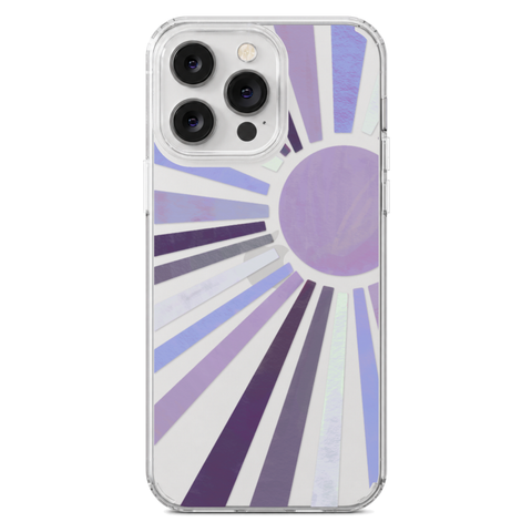 Deep Purple Sun Rays Phone Case For Apple iPhone 17 16 15 14 13 7 8 SE Samsung Galaxy S26 S25 shown on iPhone 14 Pro Max