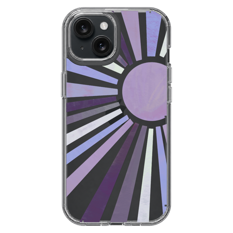 Deep Purple Sun Rays Phone Case For Apple iPhone 17 16 15 14 13 7 8 SE Samsung Galaxy S26 S25 shown on iPhone 15