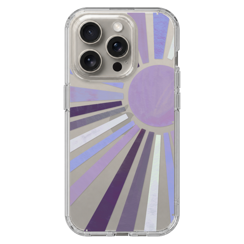 Deep Purple Sun Rays Phone Case For Apple iPhone 17 16 15 14 13 7 8 SE Samsung Galaxy S26 S25 shown on iPhone 15 Pro