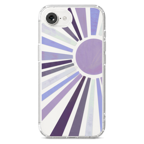 Deep Purple Sun Rays Phone Case For Apple iPhone 17 16 15 14 13 7 8 SE Samsung Galaxy S26 S25 shown on iPhone 17e