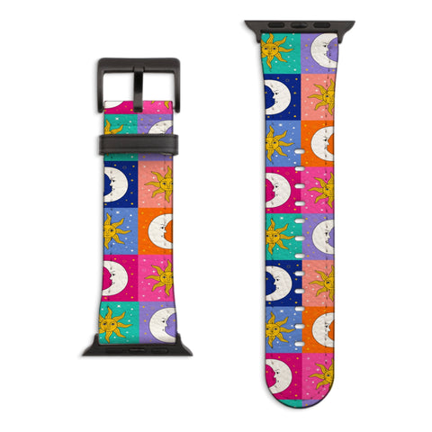 Eclectic Sun and Moon Apple Watch Band with Matte Black hardware