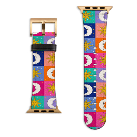 Eclectic Sun and Moon Apple Watch Band with Matte Gold hardware