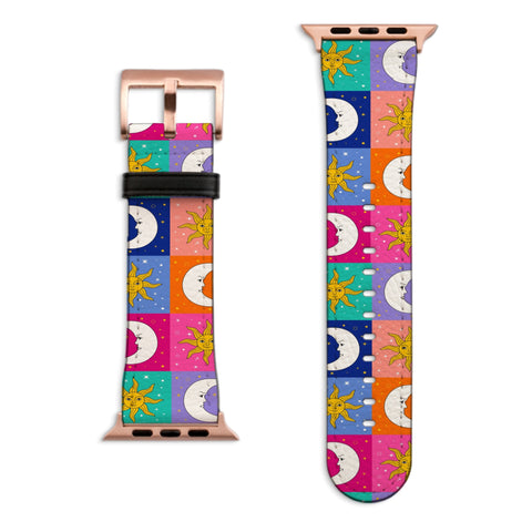 Eclectic Sun and Moon Apple Watch Band with Matte Rose Gold hardware