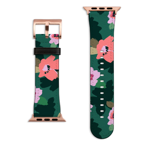 Emerald Floral Apple Watch Band with Matte Rose Gold hardware