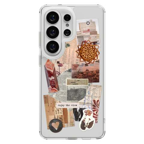 Enjoy The View Scraps Collage Phone Case For iPhone 17 16 15 14 13 12 7 8 SE Galaxy S26 S25 shown on Galaxy S26 Ultra