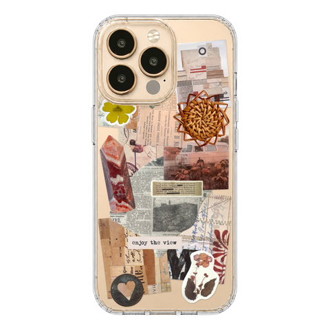 Enjoy The View Scraps Collage Phone Case For iPhone 17 16 15 14 13 12 7 8 SE Galaxy S26 S25 shown on iPhone 13 Pro