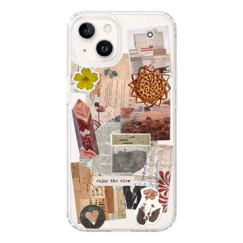 Enjoy The View Scraps Collage Phone Case For iPhone 17 16 15 14 13 12 7 8 SE Galaxy S26 S25 shown on iPhone 14