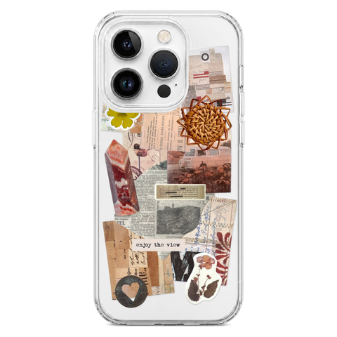 Enjoy The View Scraps Collage Phone Case For iPhone 17 16 15 14 13 12 7 8 SE Galaxy S26 S25 shown on iPhone 14 Pro