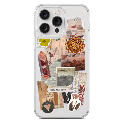 Enjoy The View Scraps Collage Phone Case For iPhone 17 16 15 14 13 12 7 8 SE Galaxy S26 S25 shown on iPhone 14 Pro Max