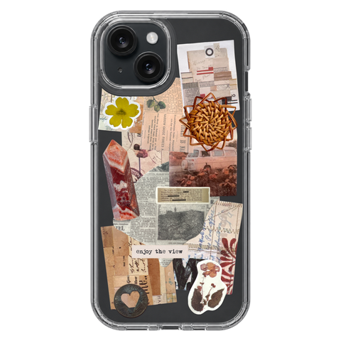 Enjoy The View Scraps Collage Phone Case For iPhone 17 16 15 14 13 12 7 8 SE Galaxy S26 S25 shown on iPhone 15