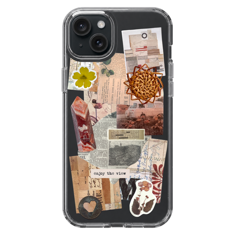 Enjoy The View Scraps Collage Phone Case For iPhone 17 16 15 14 13 12 7 8 SE Galaxy S26 S25 shown on iPhone 15 Plus