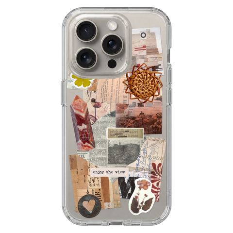 Enjoy The View Scraps Collage Phone Case For iPhone 17 16 15 14 13 12 7 8 SE Galaxy S26 S25 shown on iPhone 15 Pro