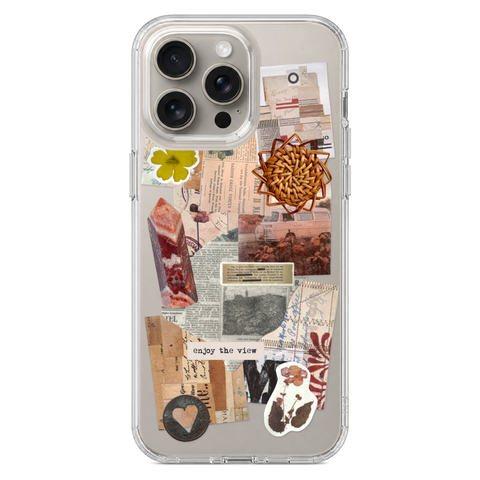 Enjoy The View Scraps Collage Phone Case For iPhone 17 16 15 14 13 12 7 8 SE Galaxy S26 S25 shown on iPhone 15 Pro Max