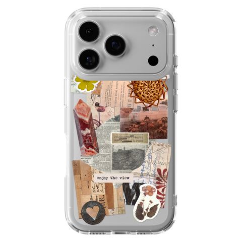 Enjoy The View Scraps Collage Phone Case For iPhone 17 16 15 14 13 12 7 8 SE Galaxy S26 S25 shown on iPhone 17 Pro