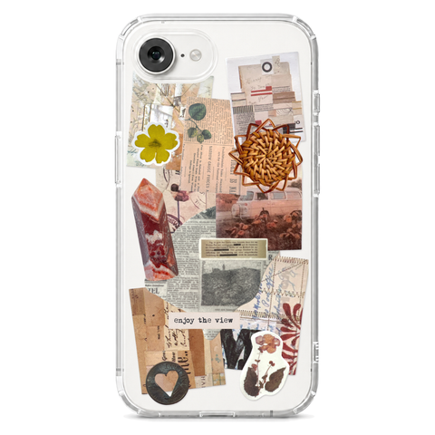 Enjoy The View Scraps Collage Phone Case For iPhone 17 16 15 14 13 12 7 8 SE Galaxy S26 S25 shown on iPhone 17e