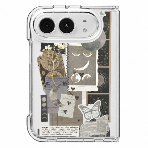 Esoteric Space Scraps Collage on an iPhone Duo MagSafe clear phone case — The Urban Flair