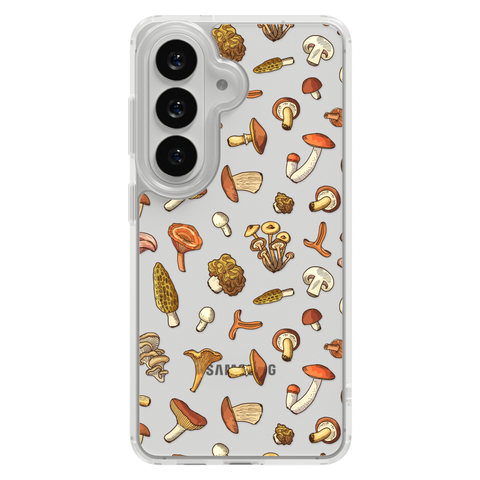 Fall Mushroom Clear Phone Case shown on Galaxy S25