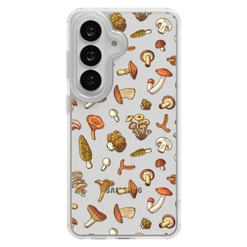Fall Mushroom Clear Phone Case shown on Galaxy S26 Plus