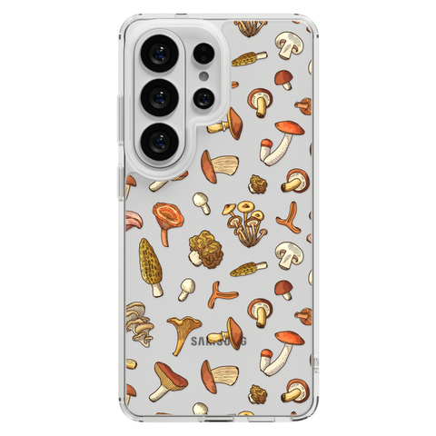 Fall Mushroom Clear Phone Case shown on Galaxy S26 Ultra