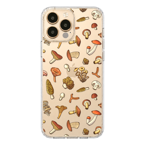 Fall Mushroom Clear Phone Case shown on iPhone 13 Pro Max
