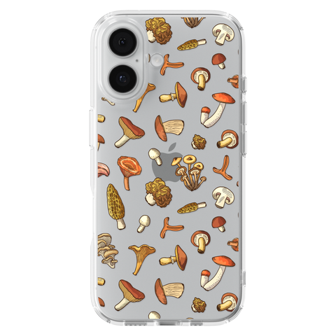 Fall Mushroom Clear Phone Case shown on iPhone 17