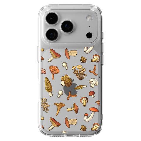 Fall Mushroom Clear Phone Case shown on iPhone 17 Pro