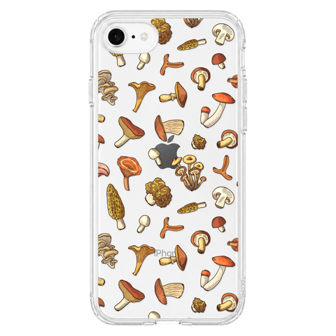 Fall Mushroom Clear Phone Case shown on iPhone 7/8