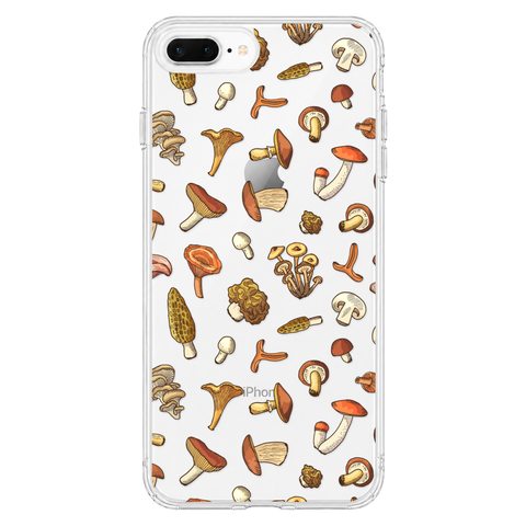 Fall Mushroom Clear Phone Case shown on iPhone 7 Plus/8 Plus