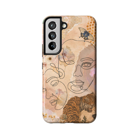 Line Art Faces Collage Tough Phone Case for Galaxy S22