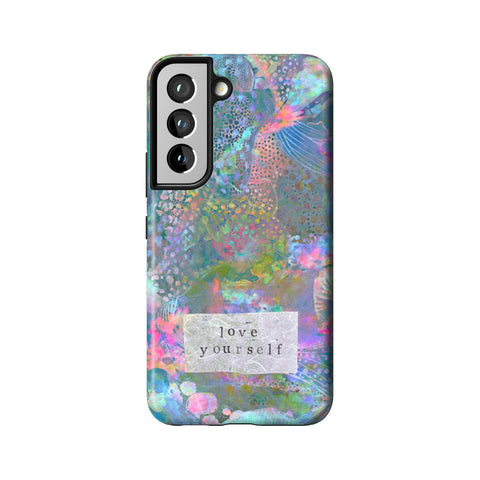 Love Yourself Pastel Abstract Art Tough Phone Case for Galaxy S22
