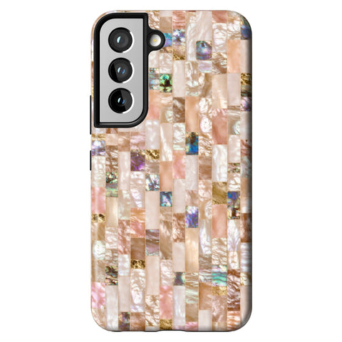 Rose Gold Abalone Shell Print Tough Phone Case for Galaxy S22