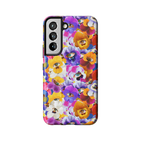 Pansy Eye Floral Tough Phone Case for Galaxy S22