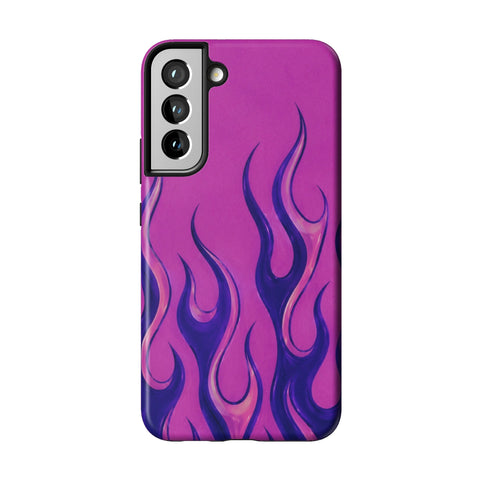 Purple Flames Y2K Tough Phone Case for Galaxy S22 Plus