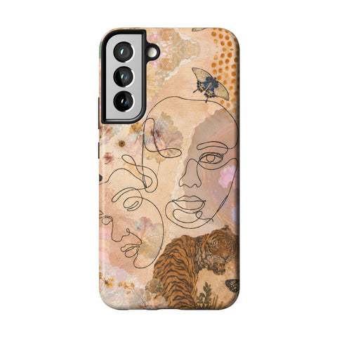 Line Art Faces Collage Tough Phone Case for Galaxy S22 Plus