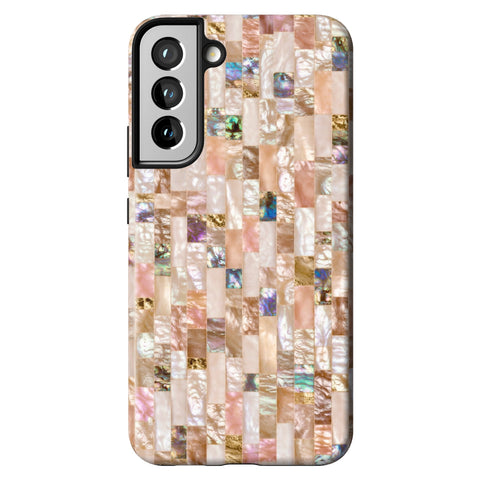 Rose Gold Abalone Shell Print Tough Phone Case for Galaxy S22 Plus