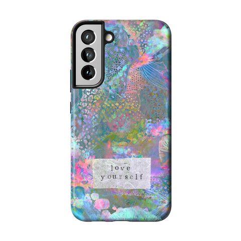 Love Yourself Pastel Abstract Art Tough Phone Case for Galaxy S22 Plus