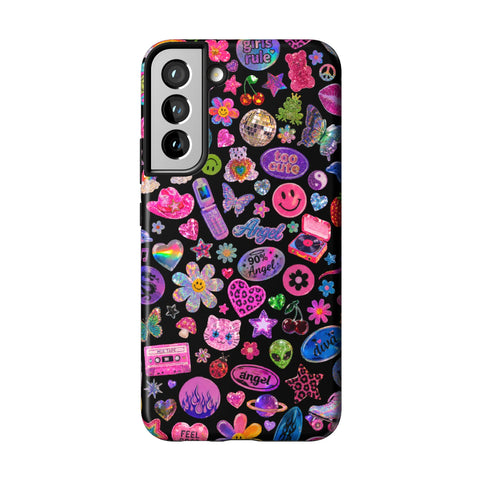 Black Y2K Stickers Print Tough Phone Case for Galaxy S22 Plus