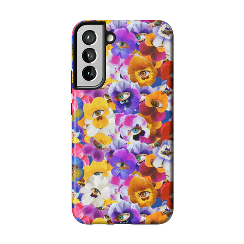 Pansy Eye Floral Tough Phone Case for Galaxy S22 Plus