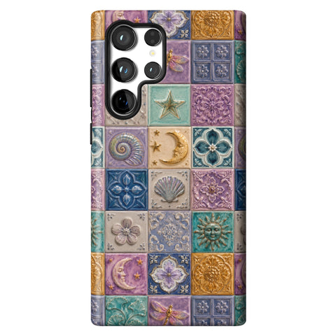 Mermaid Whimsy Tiles Tough Phone Case for Galaxy S22 Ultra