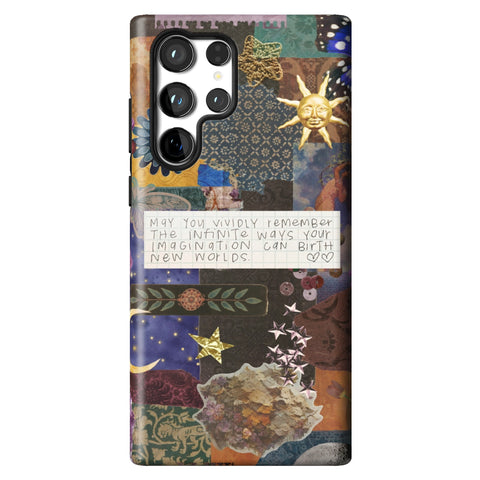 Whimsy Quote Collage Tough Phone Case for Galaxy S22 Ultra