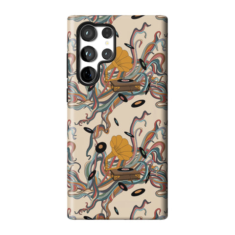 Art Nouveau Vinyl Record Player Tough Phone Case for Galaxy S22 Ultra