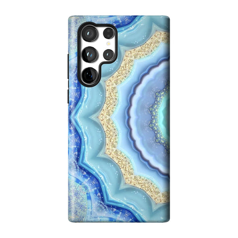 Blue Boho Tie Dye Tough Phone Case for Galaxy S22 Ultra