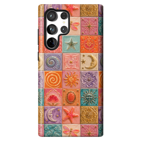 Nautical Whimsy Tiles Tough Phone Case for Galaxy S22 Ultra