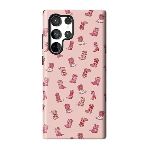 Pink Cowgirl Boots Tough Phone Case for Galaxy S22 Ultra