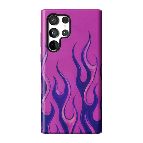 Purple Flames Y2K Tough Phone Case for Galaxy S22 Ultra