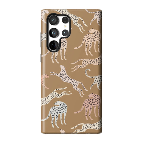 Trendy Cheetah Print Tough Phone Case for Galaxy S22 Ultra