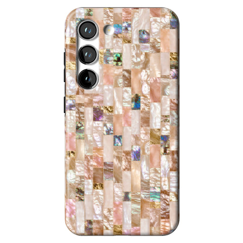 Rose Gold Abalone Shell Print Tough Phone Case for Galaxy S23