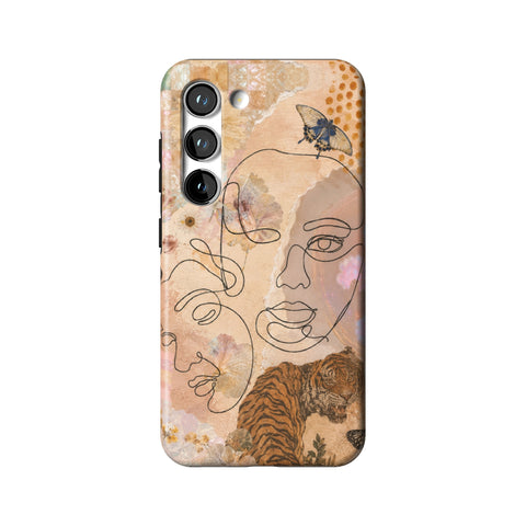 Line Art Faces Collage Tough Phone Case for Galaxy S23