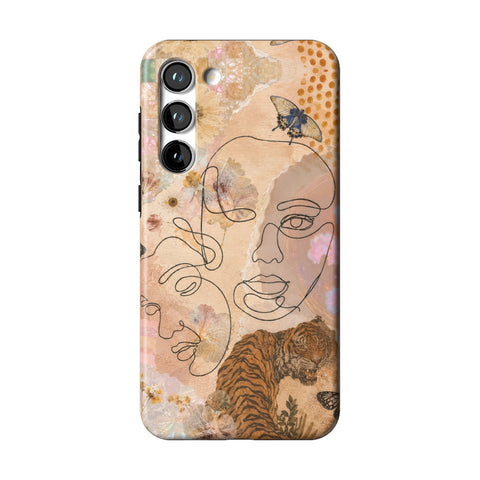 Line Art Faces Collage Tough Phone Case for Galaxy S23 Plus